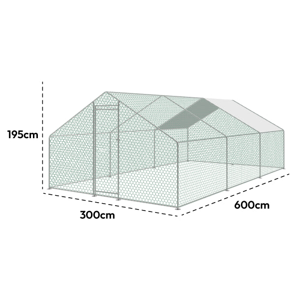 KCT Galvanised 6x3m Walk In Chicken Pet Run