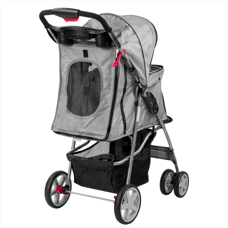 Hooded Pet Stroller - Grey