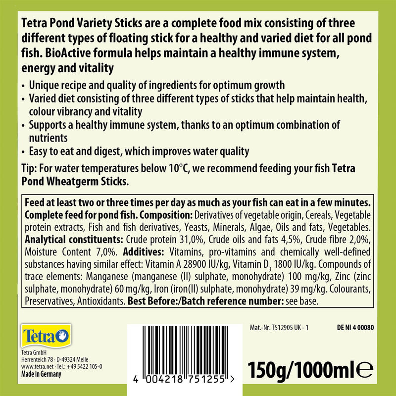 Tetra Floating Variety Sticks Pond Fish Food