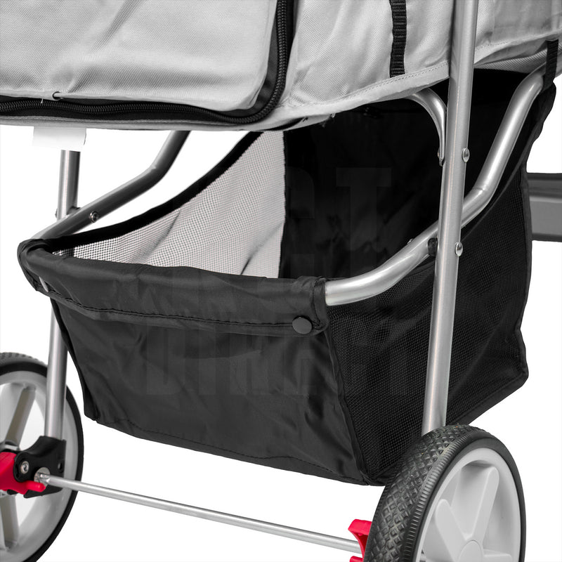 Hooded Pet Stroller with Rain Cover - Grey