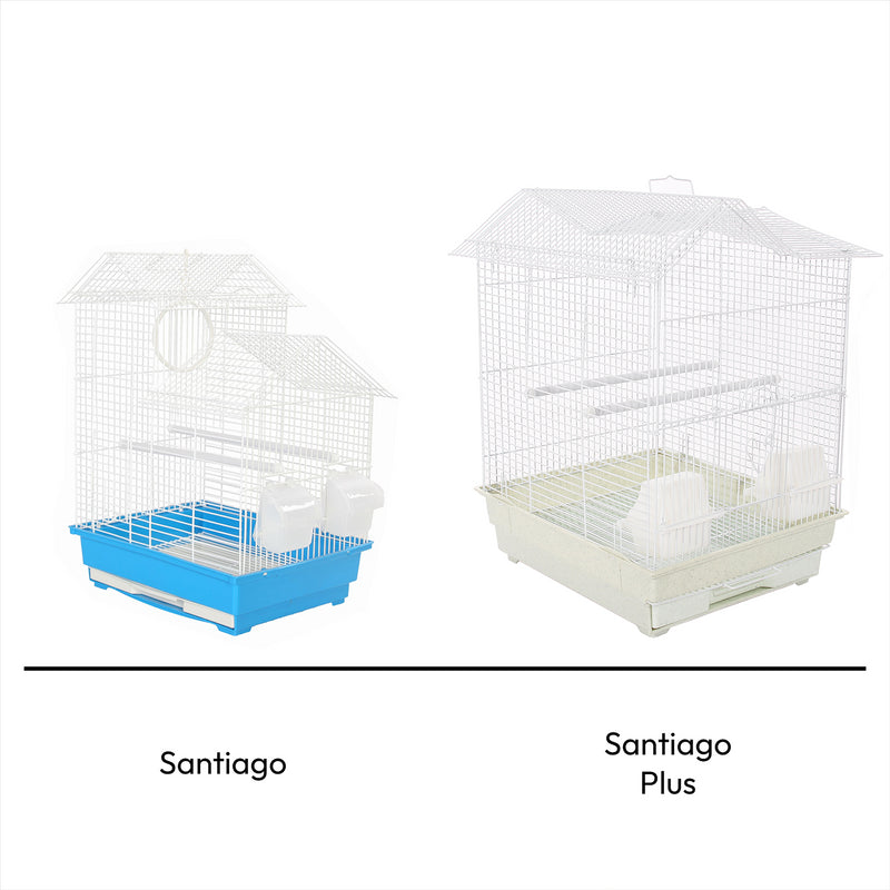 KCT Santiago Plus Exotic Portable Bird Small Cage  - White