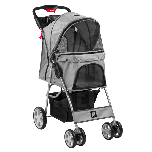 Hooded Pet Stroller - Grey