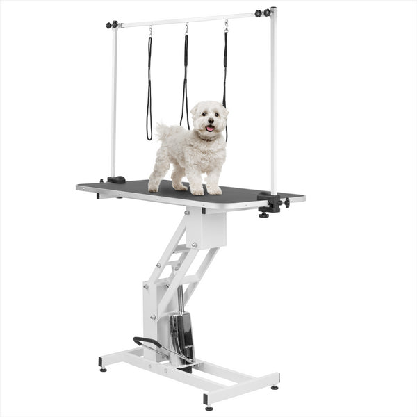 KCT Large White Adjustable Hydraulic Dog Grooming Table