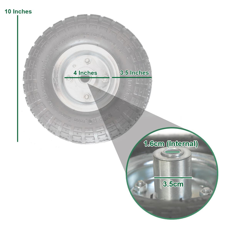 KCT 10" 4.10 /3.50 - 4 - Replacement Garden Trailer Wheel