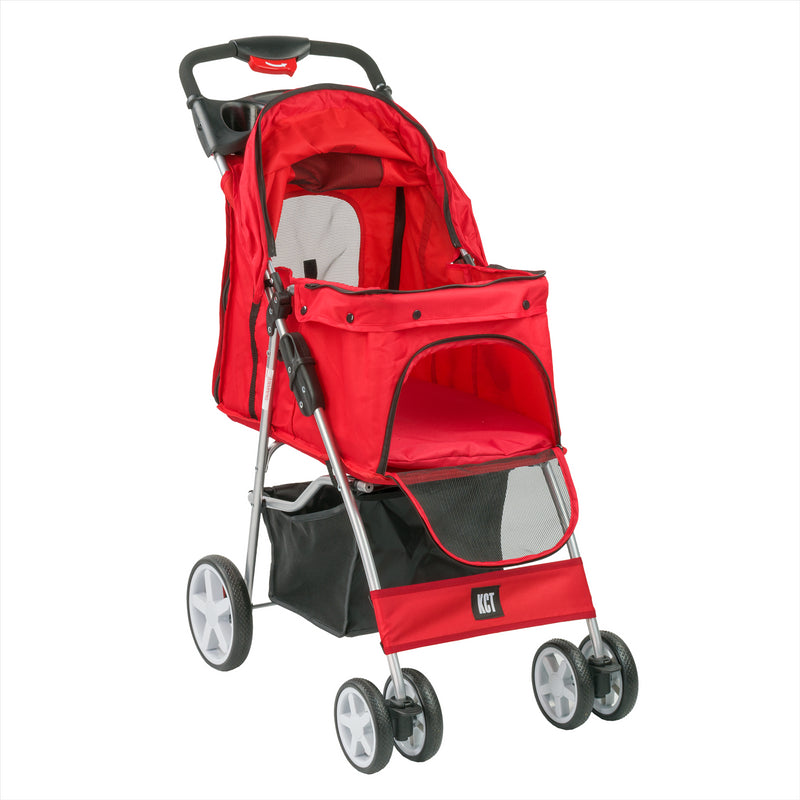 Hooded Pet Stroller - Red