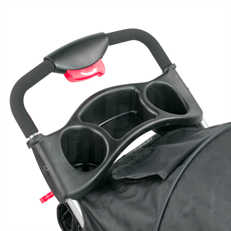 Hooded Pet Stroller with Rain Cover - Black