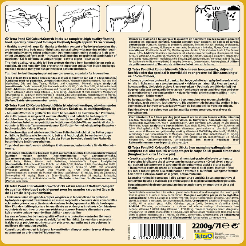 Tetra Pond Koi Colour & Growth Sticks Pond Fish Food
