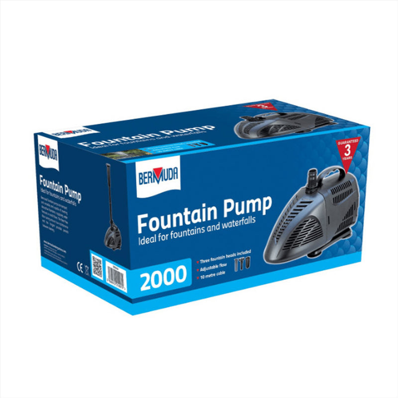 Bermuda Submersible Fountain Pond Pump With Fountain Heads - Garden Water Feature Waterfall Pumps