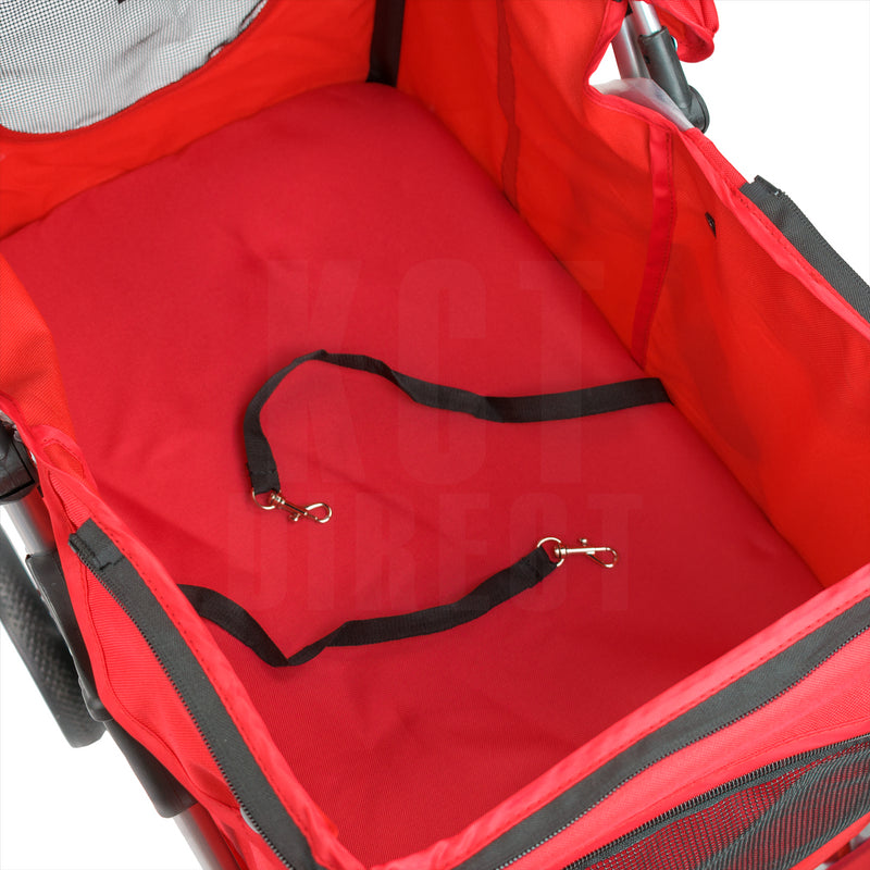 Hooded Pet Stroller - Red