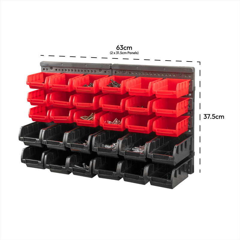 KCT 32pc Wall Mount Storage Bin Organiser