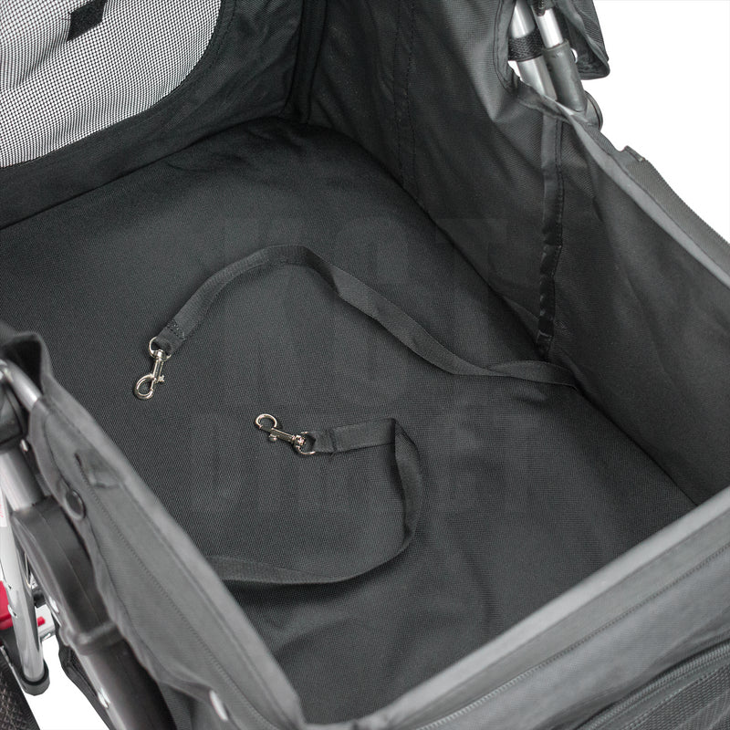 Hooded Pet Stroller with Rain Cover - Black