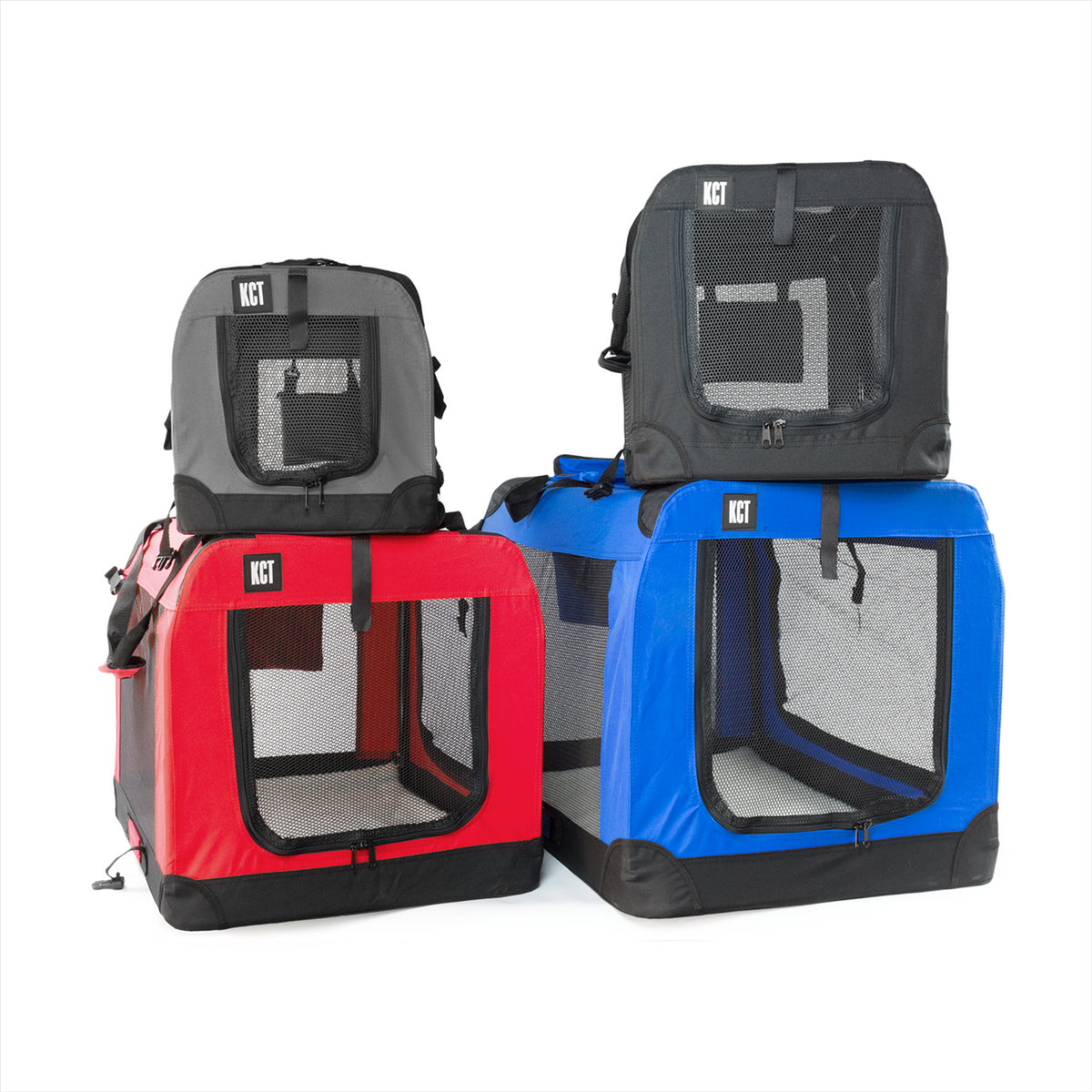 KCT Fabric Pet Carrier Crates with Storage Pockets and Soft Fur Base