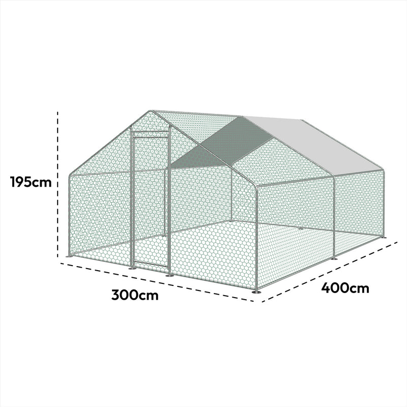 KCT 4x3m Walk In Galvanised Chicken Pet Run