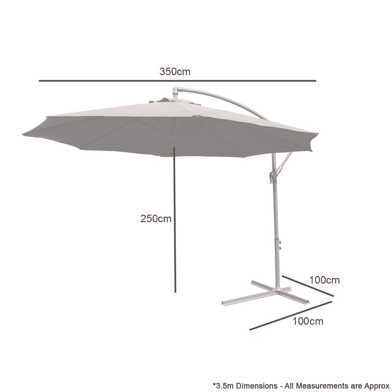 KCT 3.5m Large Cantilever Garden Parasols with Optional Base / Cover