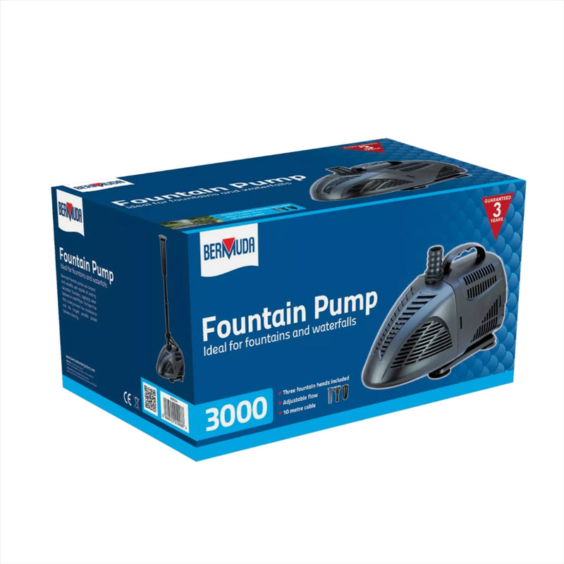 Bermuda Submersible Fountain Pond Pump With Fountain Heads - Garden Water Feature Waterfall Pumps